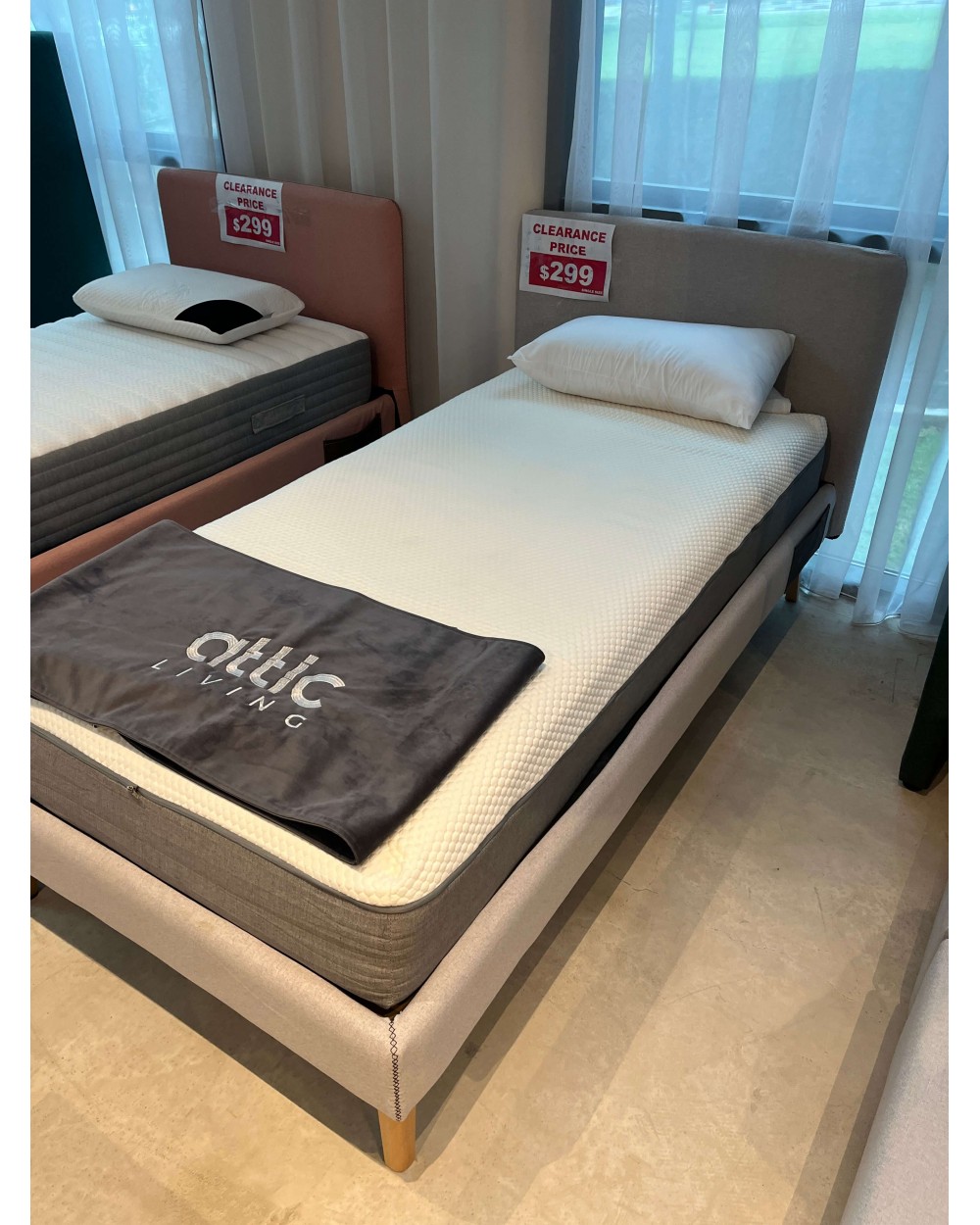 AS-IS | Lydia Bed, Single in Fog Gray